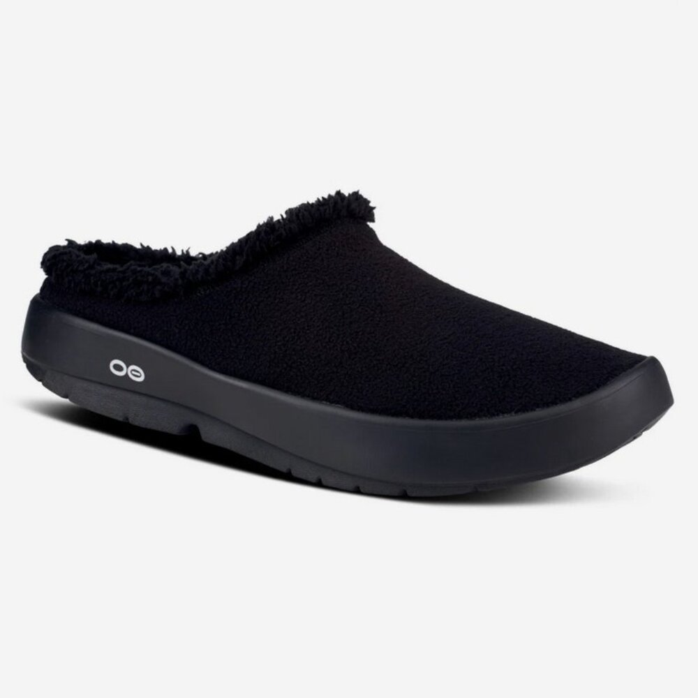New OOFOS Mule Men's Black Faux Sherpa Slipper 10.5 Size